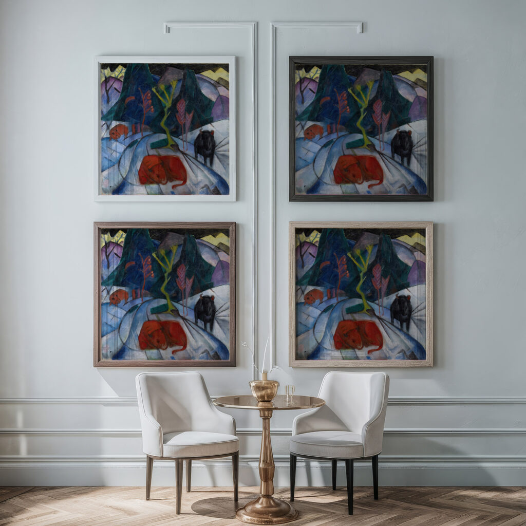 A Bison in Winter The Red Bison 1913 Franz Marc framed posters mockup