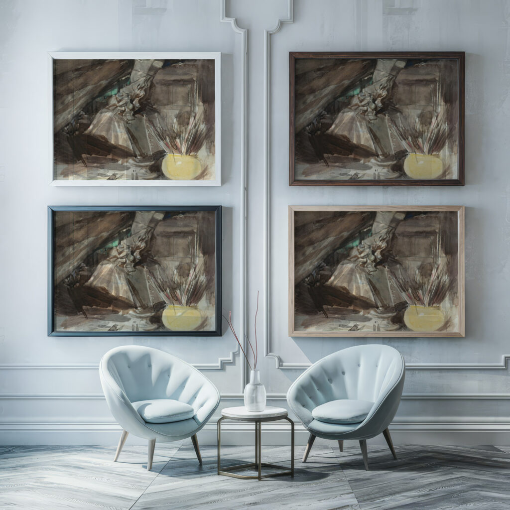 A Bust Of Cardinal Leopoldo De Medici In The Artists Studio Giovanni Boldini framed posters mockup