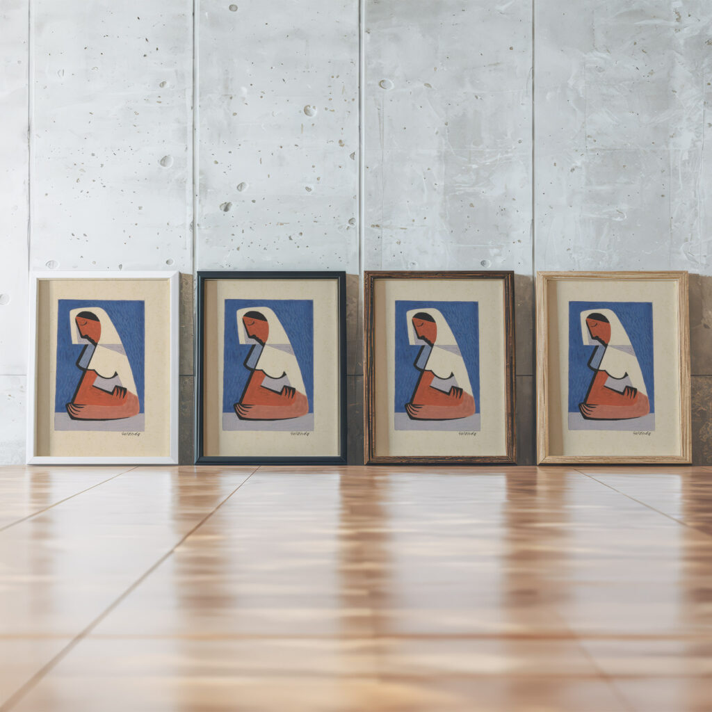 A Girl at a Table 1936 Mikulas Galanda framed posters mockup