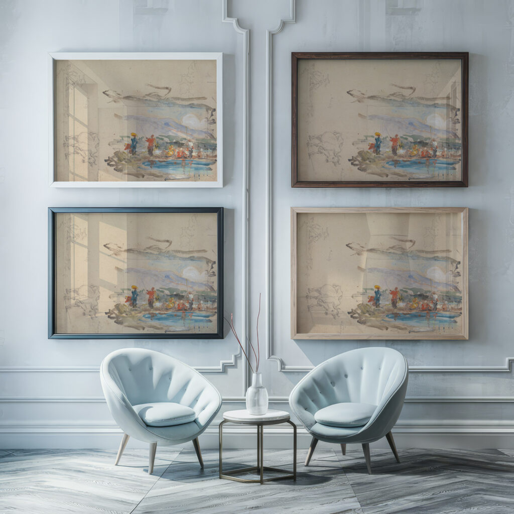 A Pool with Figures 1839 George Chinnery framed posters mockup