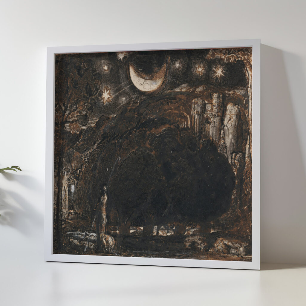 A Shepherd and his Flock under the Moon and Stars ca. 1827 Samuel Palmer 5 mockup