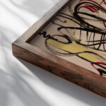 A la Kandinsky 1960 Lola Liivat close up dark wood mockup