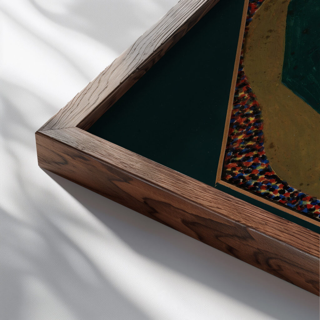 Abstract 1929 Mainie Jellett close up dark wood mockup