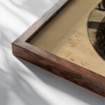 Abstract Carl Newman close up dark wood mockup