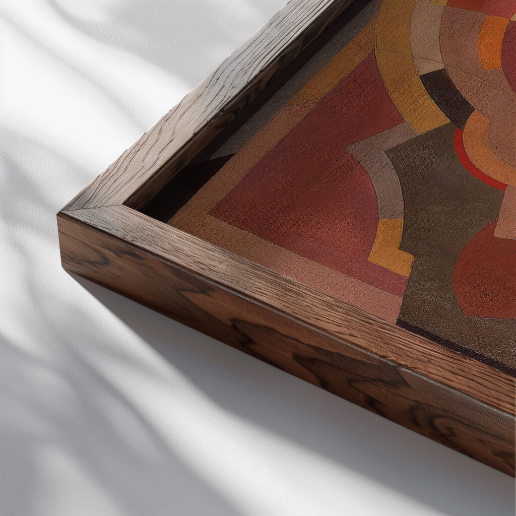 Abstract Composition 1935 Mainie Jellett close up dark wood mockup