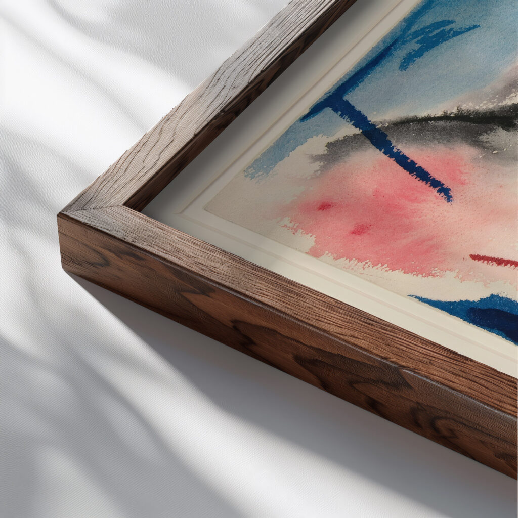 Abstract Forms 1922 Fritz Stuckenberg close up dark wood mockup