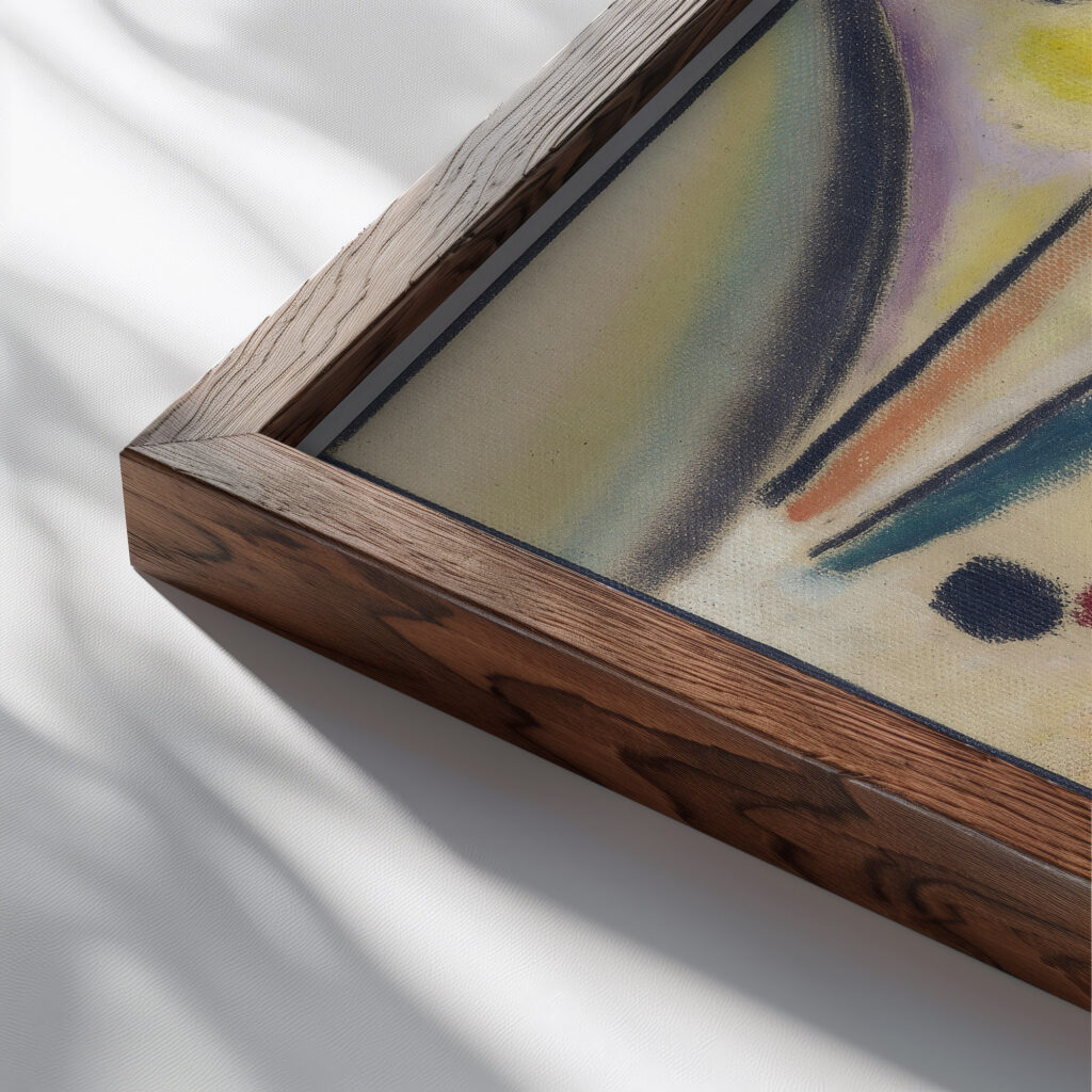 Abstract Head Black Yellow Purple around 1922 Alexej von Jawlensky close up dark wood mockup