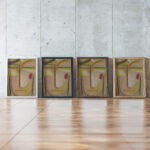 Abstract HeadGold and Pink 1931 Alexej von Jawlensky framed posters mockup