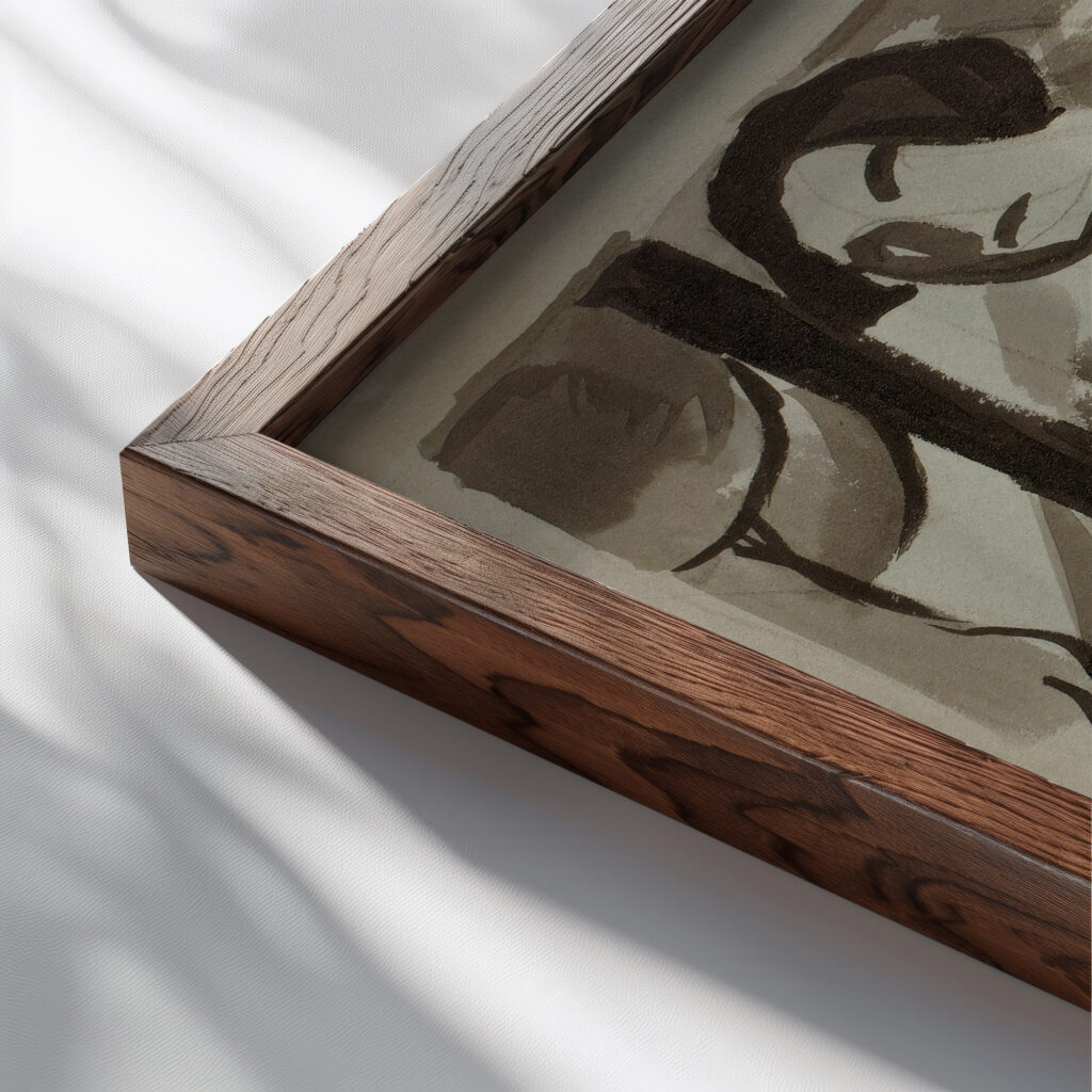 Abstract IV Carl Newman close up dark wood mockup