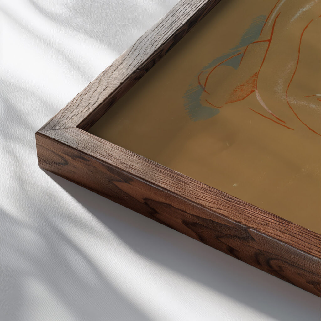 Abstract Nude 19th century After Auguste Rodin 1 close up dark wood mockup