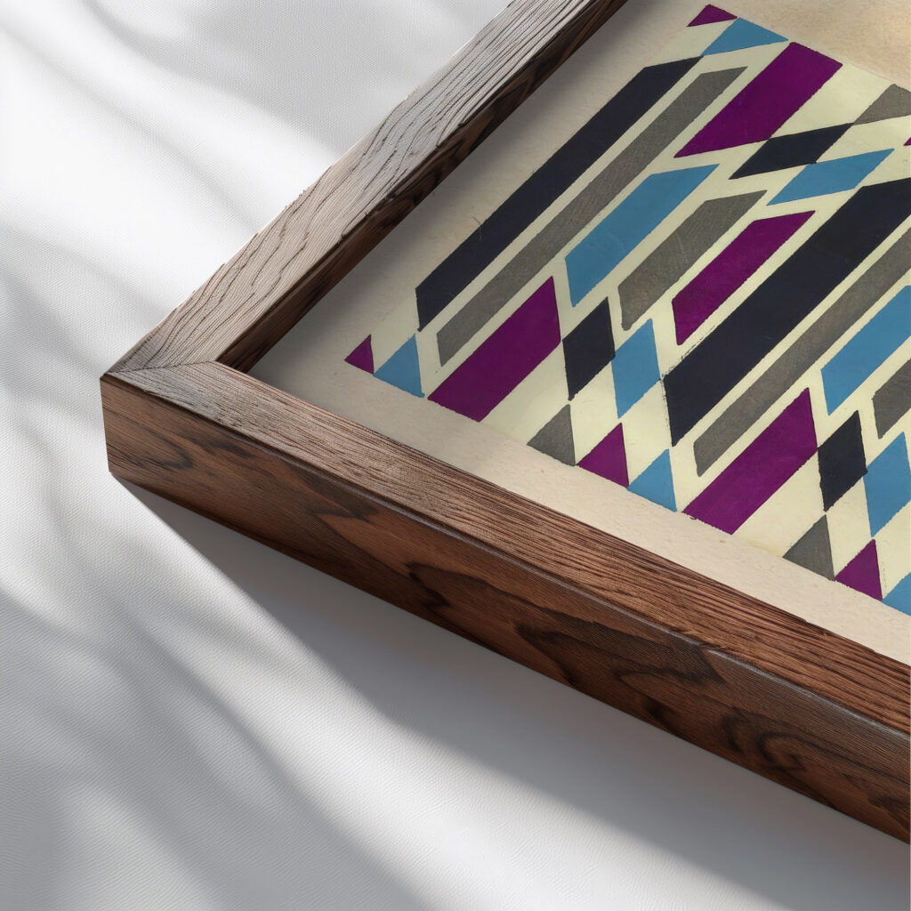 Abstract Pattern Portfolio Pl.01 1930 Mizuki Heitaro close up dark wood mockup