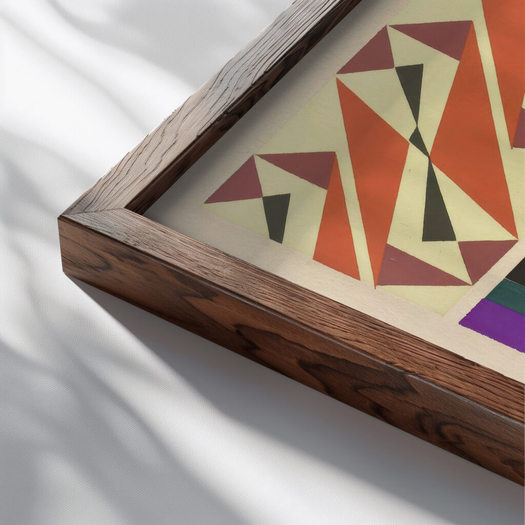 Abstract Pattern Portfolio Pl.03 1930 Mizuki Heitaro close up dark wood mockup