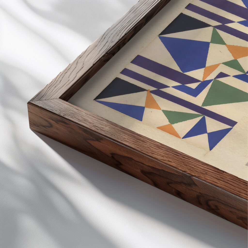 Abstract Pattern Portfolio Pl.06 1930 Mizuki Heitaro close up dark wood mockup