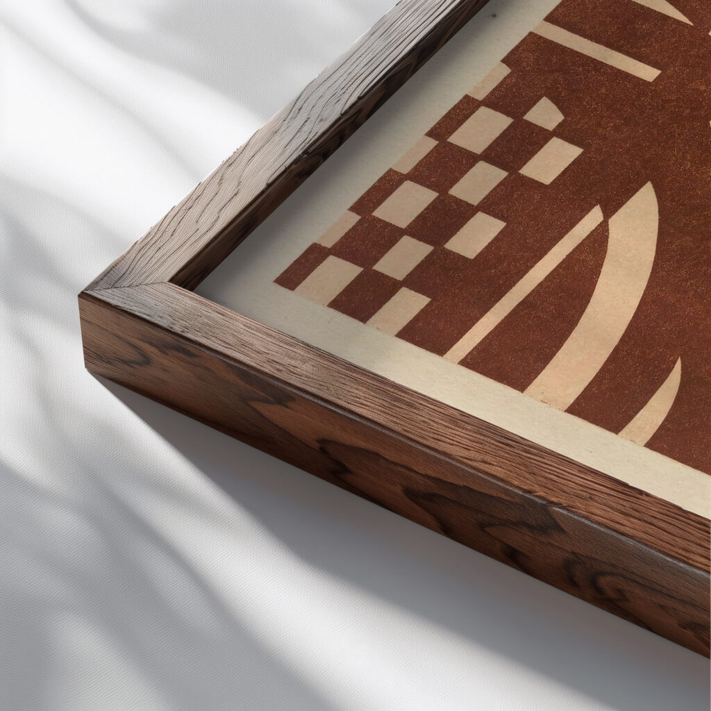 Abstract Pattern Portfolio Pl.07 1930 Mizuki Heitaro close up dark wood mockup