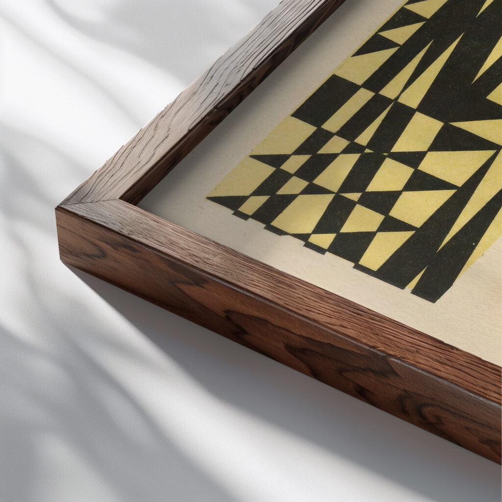 Abstract Pattern Portfolio Pl.08 1930 Mizuki Heitaro close up dark wood mockup