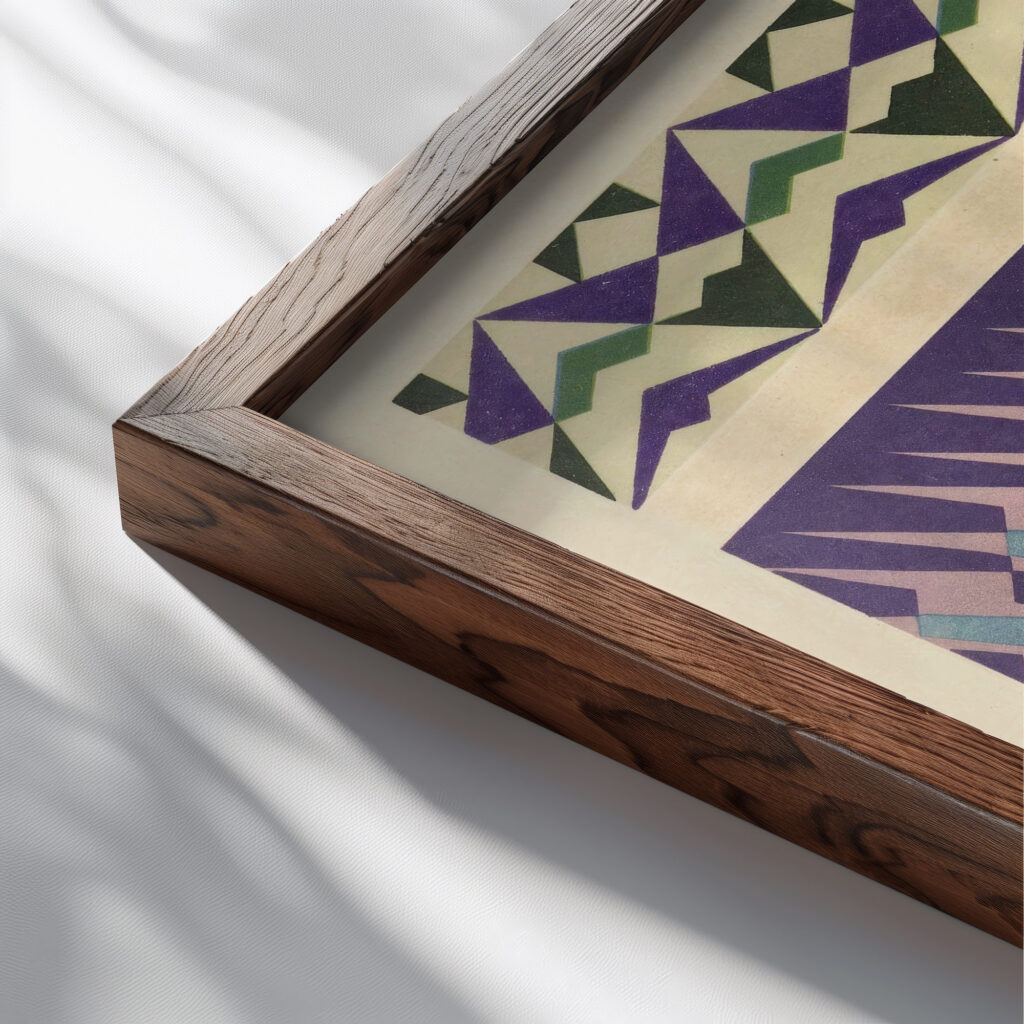 Abstract Pattern Portfolio Pl.09 1930 Mizuki Heitaro close up dark wood mockup