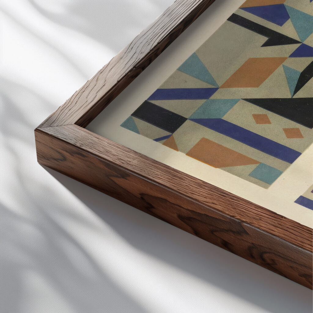 Abstract Pattern Portfolio Pl.11 1930 Mizuki Heitaro close up dark wood mockup