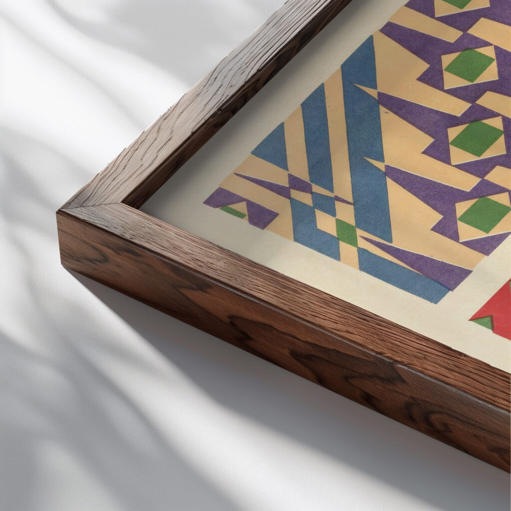 Abstract Pattern Portfolio Pl.12 1930 Mizuki Heitaro close up dark wood mockup