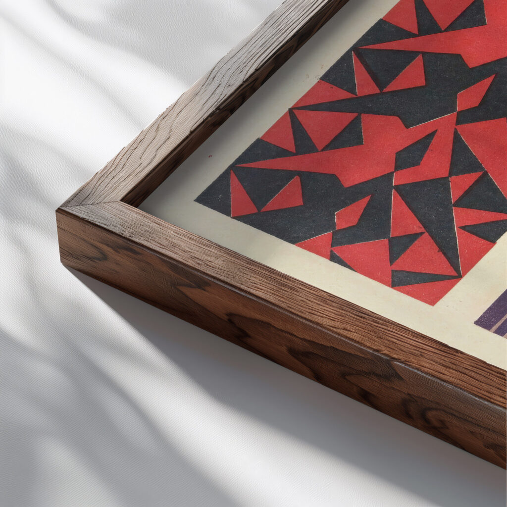 Abstract Pattern Portfolio Pl.13 1930 Mizuki Heitaro close up dark wood mockup