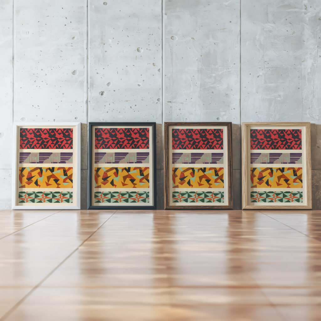 Abstract Pattern Portfolio Pl.13 1930 Mizuki Heitaro framed posters mockup