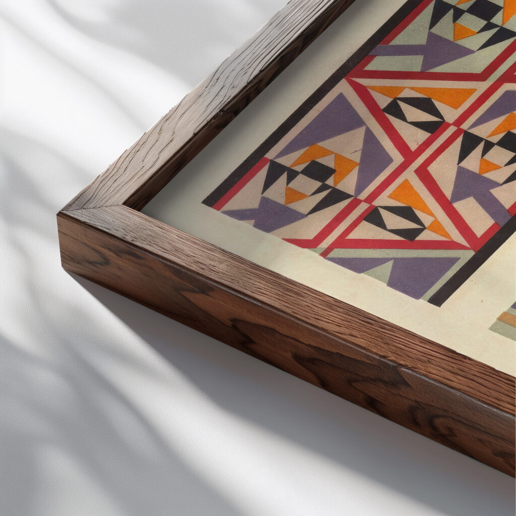 Abstract Pattern Portfolio Pl.14 1930 Mizuki Heitaro close up dark wood mockup