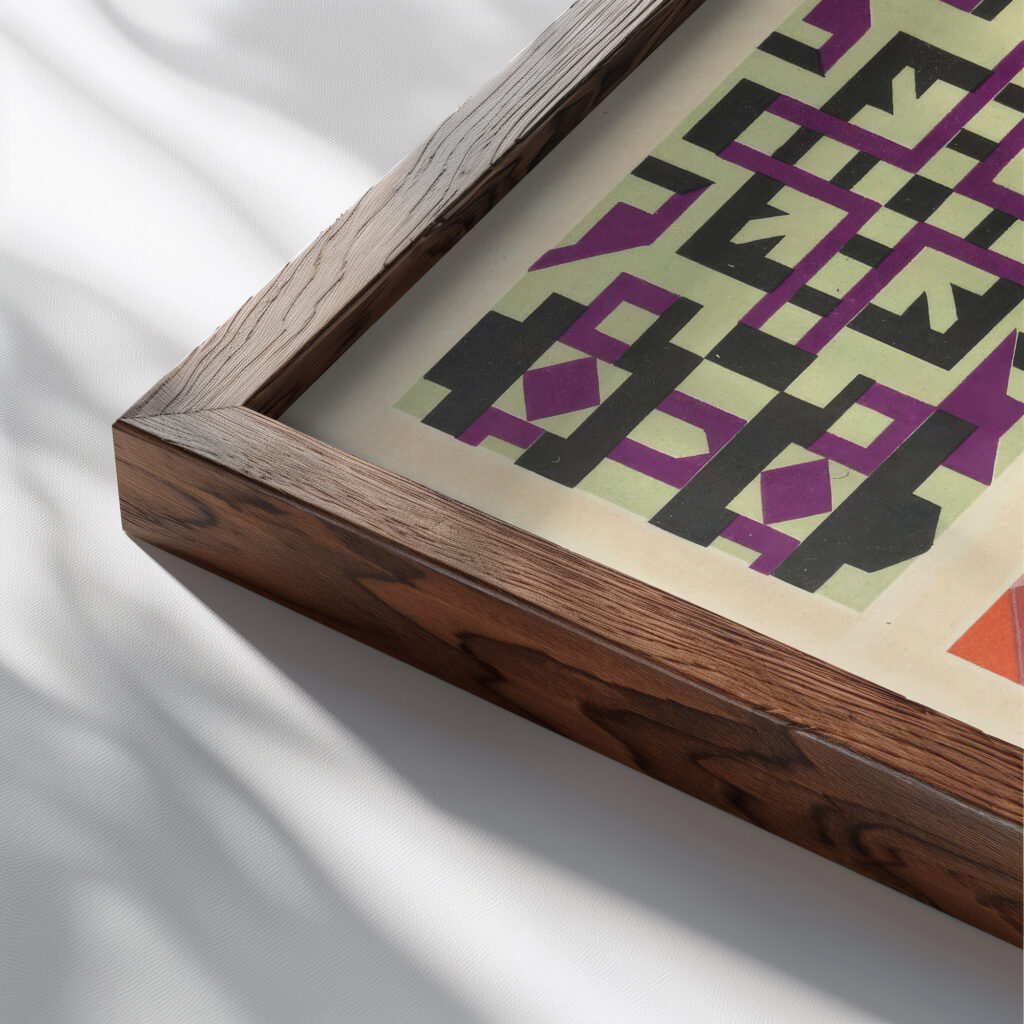 Abstract Pattern Portfolio Pl.17 1930 Mizuki Heitaro close up dark wood mockup