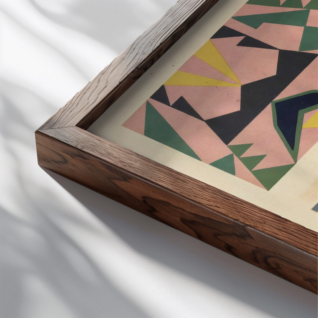 Abstract Pattern Portfolio Pl.18 1930 Mizuki Heitaro close up dark wood mockup