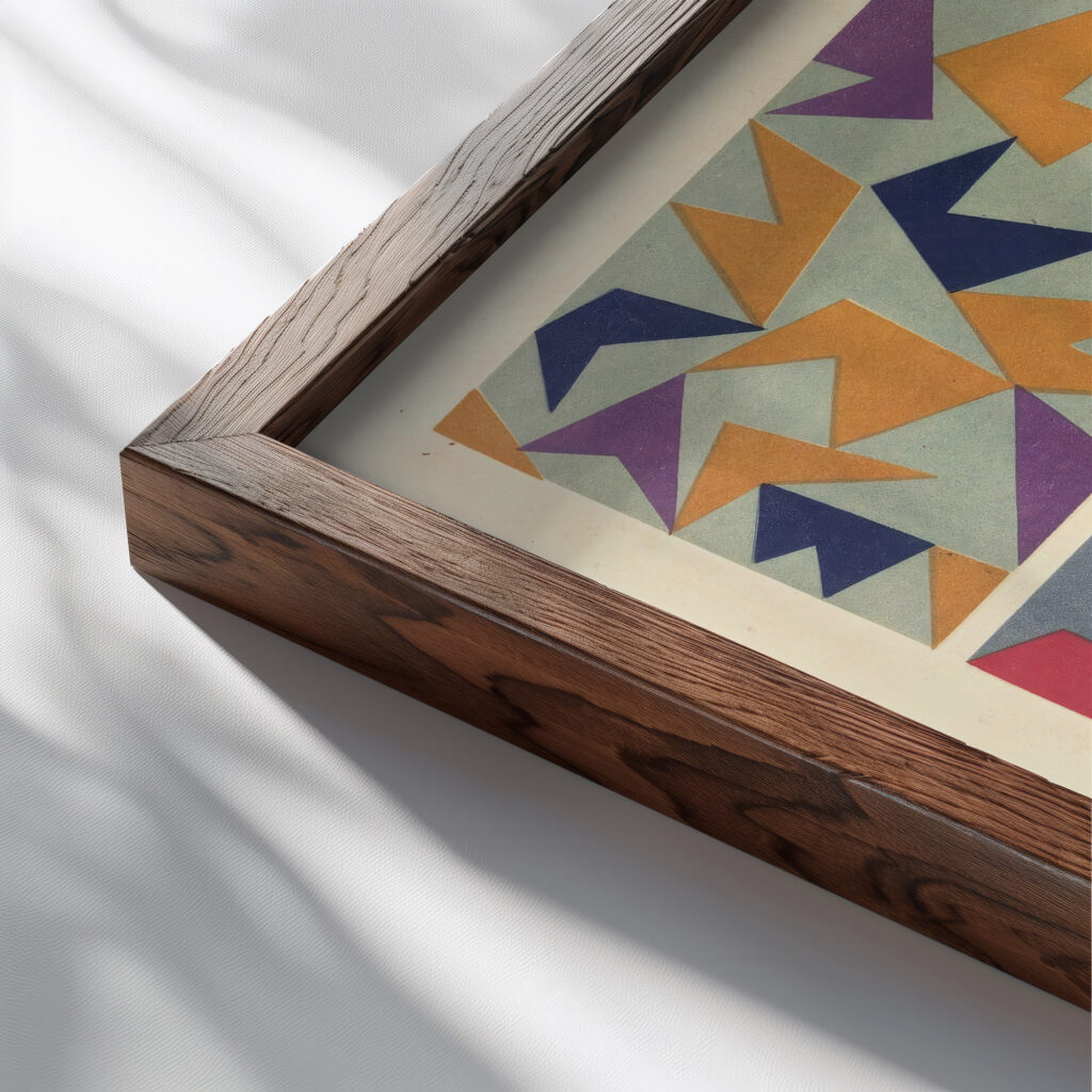 Abstract Pattern Portfolio Pl.23 1930 Mizuki Heitaro close up dark wood mockup