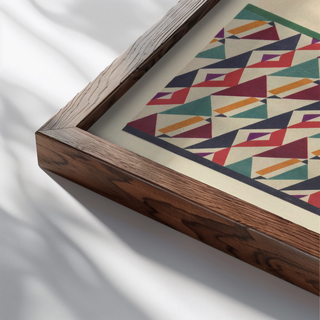 Abstract Pattern Portfolio Pl.24 1930 Mizuki Heitaro close up dark wood mockup