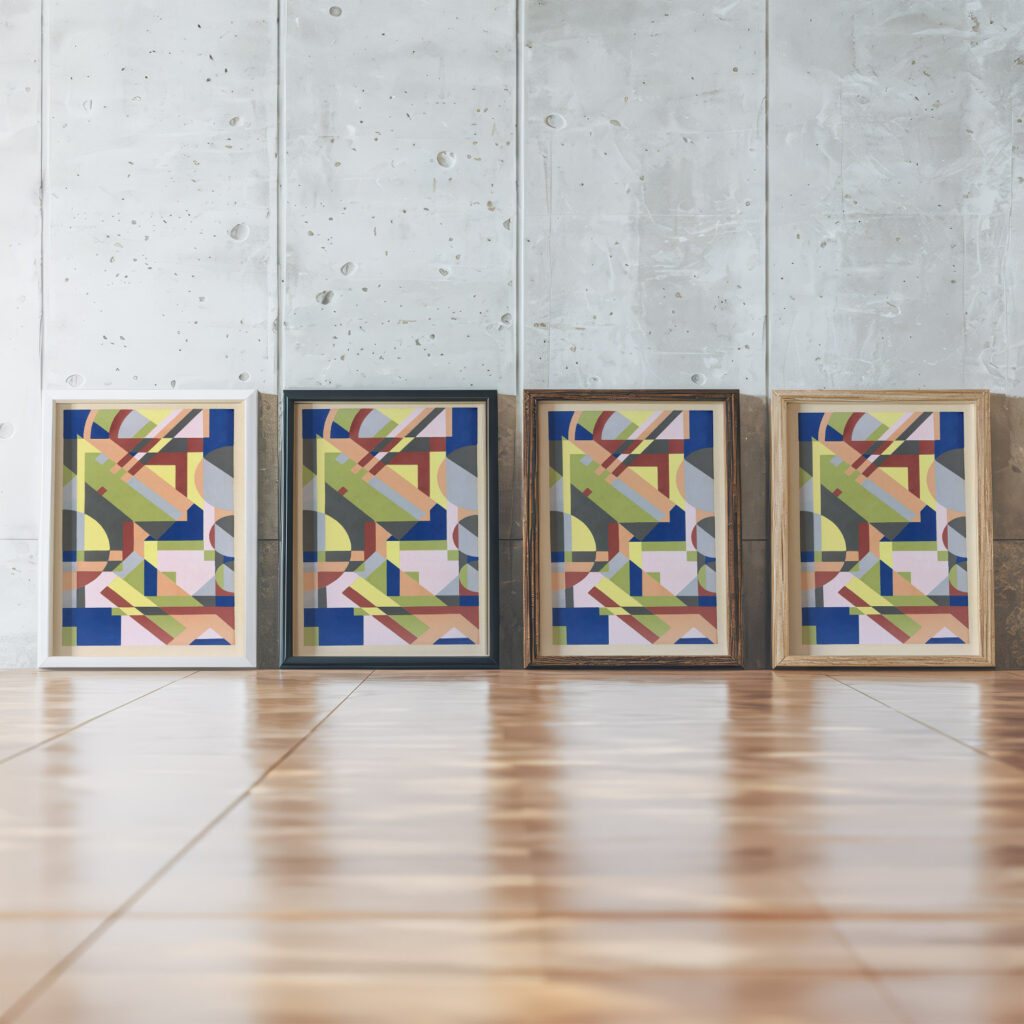Abstract Pattern Portfolio Pl.26 1930 Mizuki Heitaro framed posters mockup