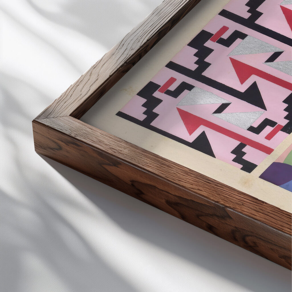 Abstract Pattern Portfolio Pl.28 1930 Mizuki Heitaro close up dark wood mockup