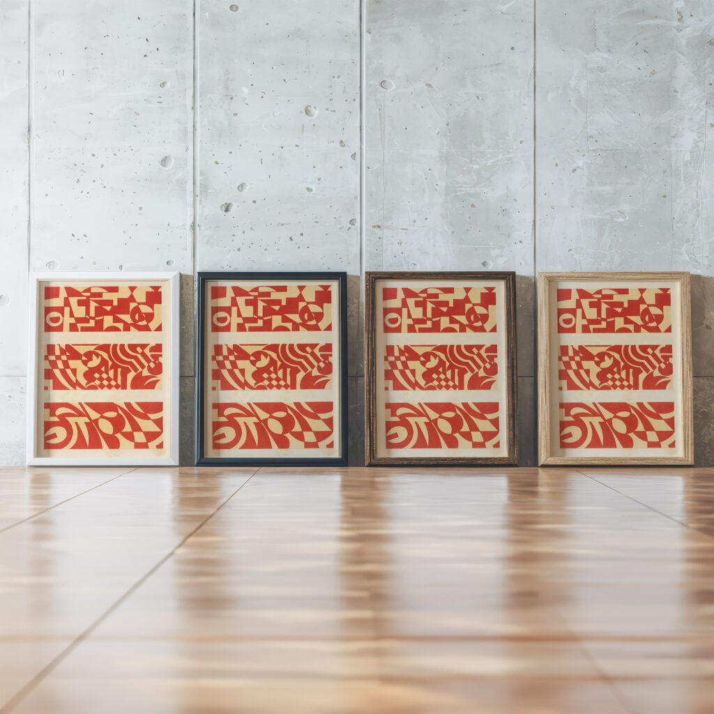 Abstract Pattern Portfolio Pl.29 1930 Mizuki Heitaro framed posters mockup