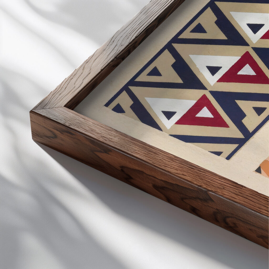 Abstract Pattern Portfolio Pl.30 1930 Mizuki Heitaro close up dark wood mockup