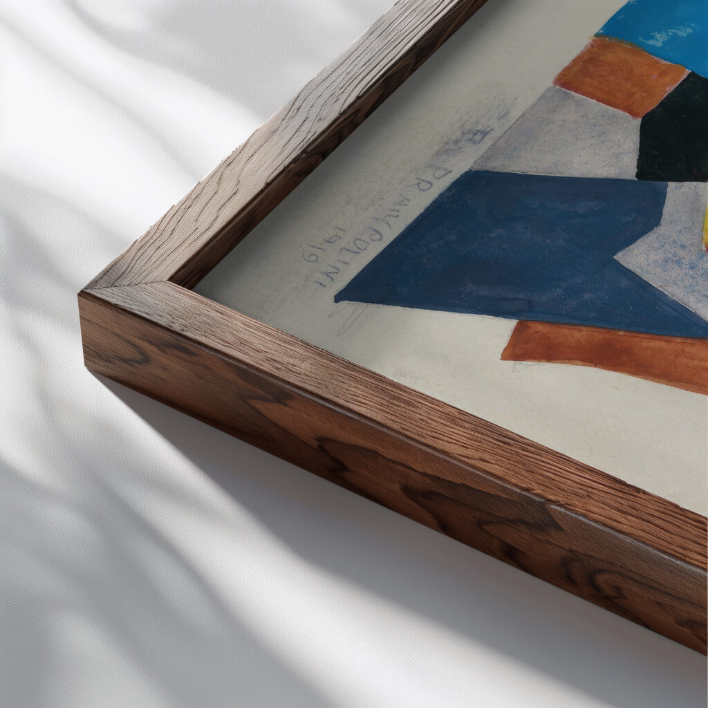 Abstract Still Life 1919 Enrico Prampolini close up dark wood mockup