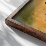 Abstract Trio 1923 Paul Klee close up dark wood mockup