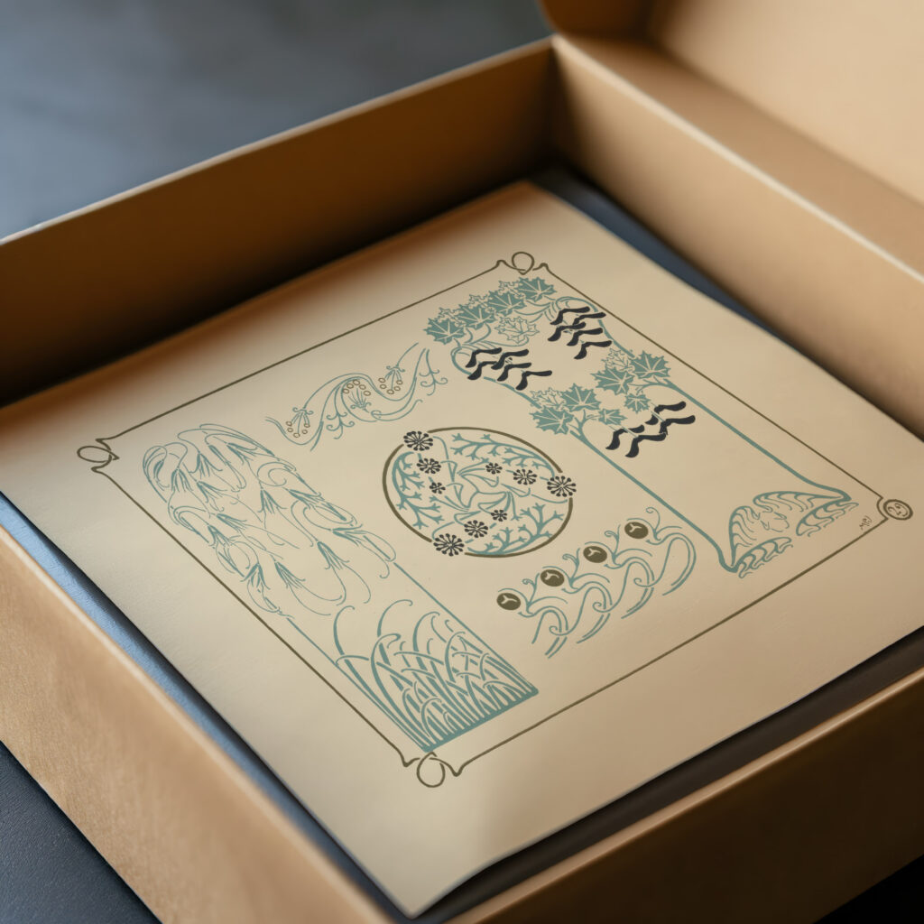 Abstract design based on berries leaves grasses 1900 Maurice Pillard Verneuil video mockup