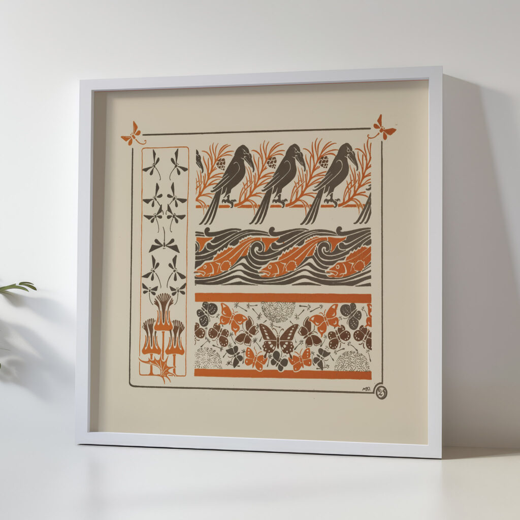 Abstract design based on birds fish butterflies dragonflies 1900 Maurice Pillard Verneuil 5 mockup