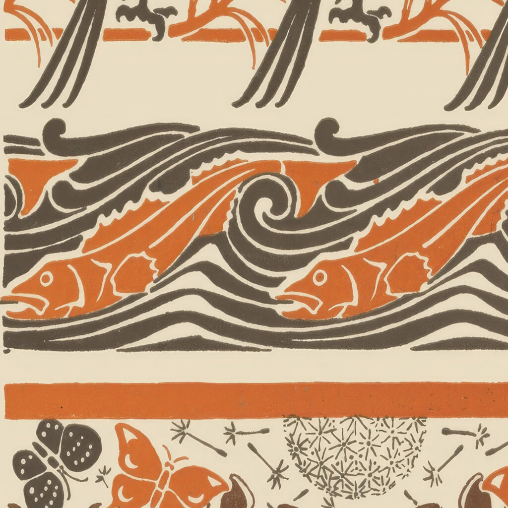 Abstract design based on birds fish butterflies dragonflies 1900 Maurice Pillard Verneuil 8 mockup