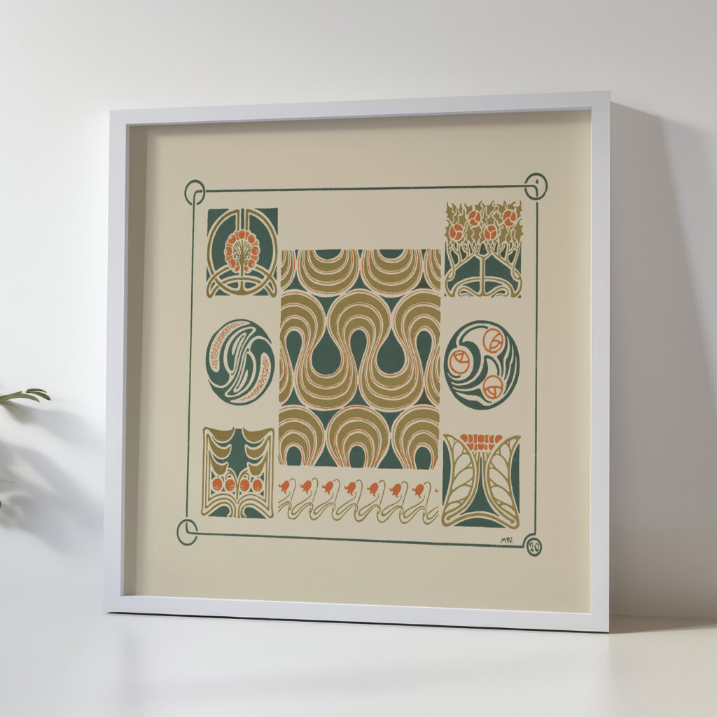 Abstract design based on flower buds berries tulips 1900 Maurice Pillard Verneuil 5 mockup