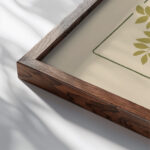 Abstract design based on flowering plants 1900 George Auriol close up dark wood mockup