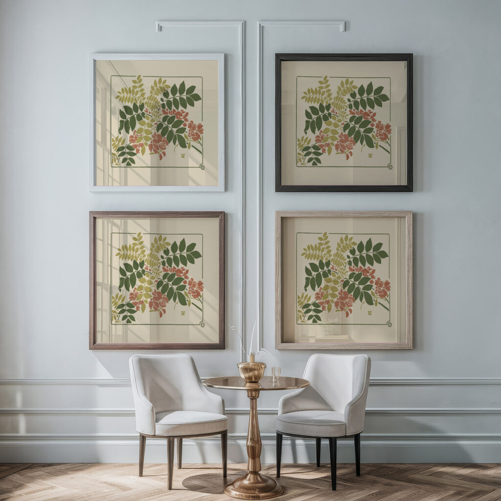 Abstract design based on flowering plants 1900 George Auriol framed posters mockup