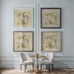 Abstract design based on flowers and arabesques. 1900 Alphonse Mucha framed posters mockup