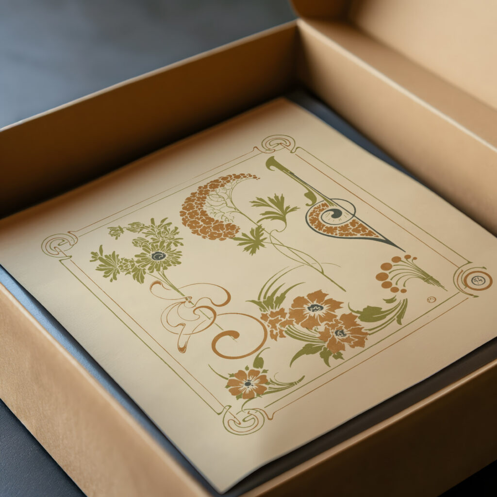 Abstract design based on flowers and arabesques. 1900 Alphonse Mucha video mockup