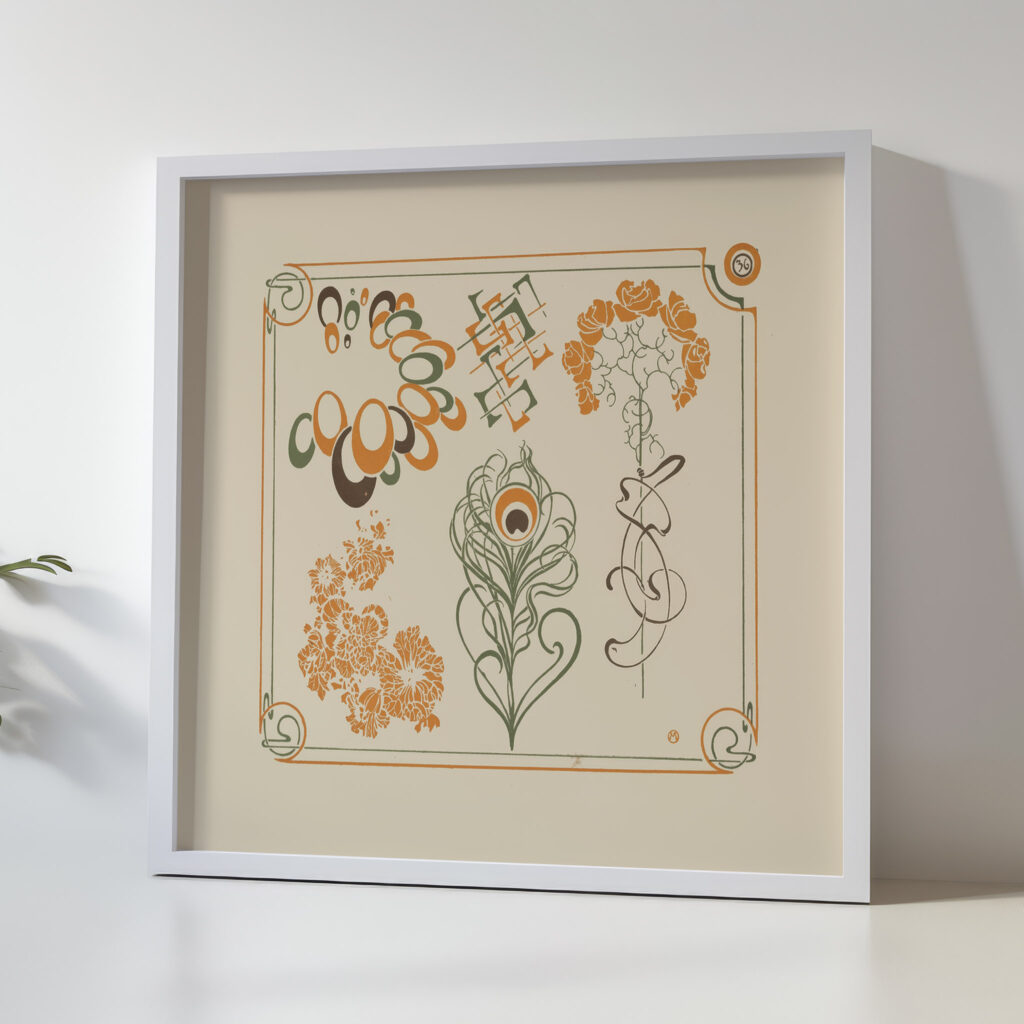 Abstract design based on flowers and curvilinear shapes. 1900 Alphonse Mucha 5 mockup