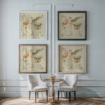 Abstract design based on flowers angels birds beetles. 1900 Alphonse Mucha framed posters mockup