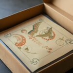 Abstract design based on flowers angels birds beetles. 1900 Alphonse Mucha video mockup