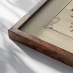 Abstract design based on grasses and leaves 1900 Maurice Pillard Verneuil close up dark wood mockup