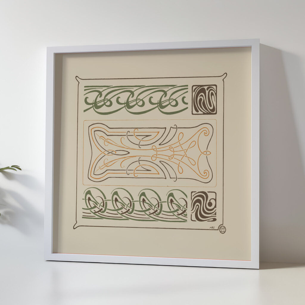 Abstract design based on intertwined curvilinear shapes. 1900 Maurice Pillard Verneuil 5 mockup