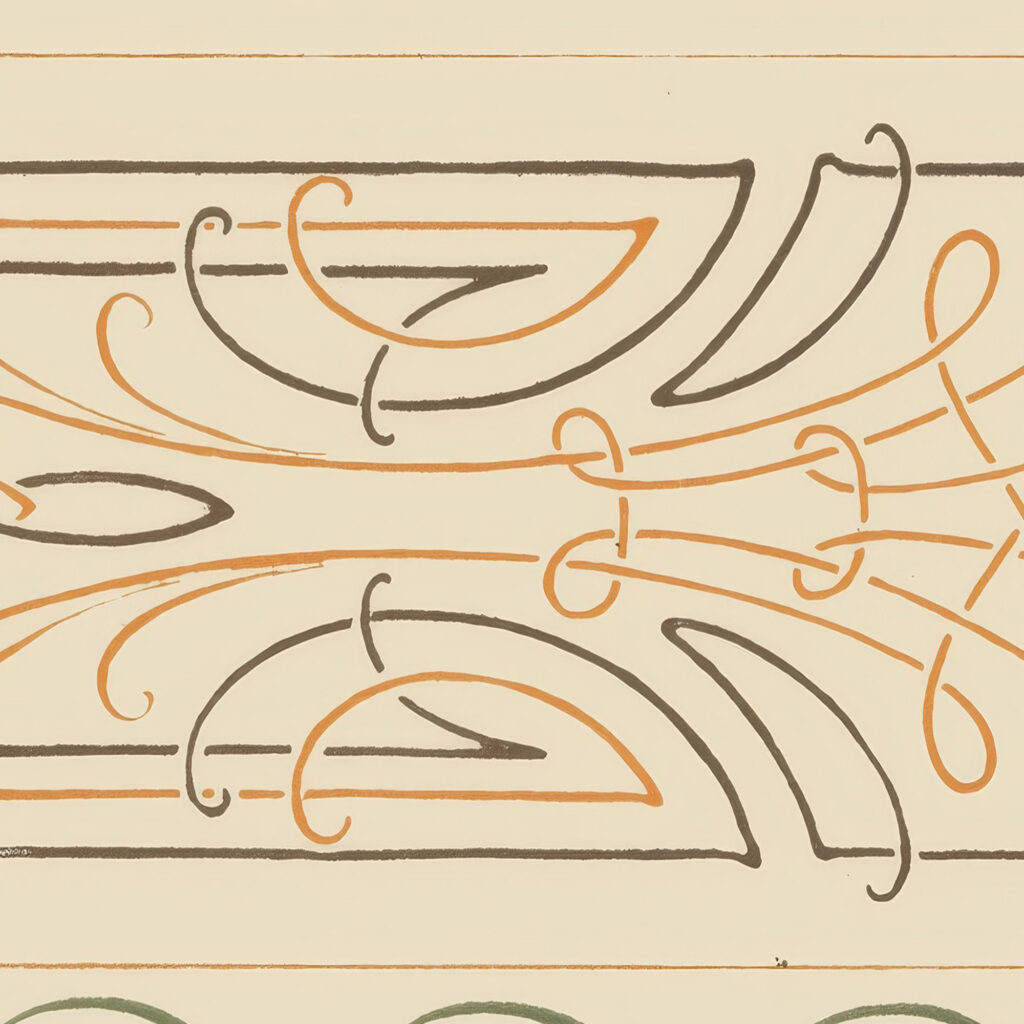 Abstract design based on intertwined curvilinear shapes. 1900 Maurice Pillard Verneuil 8 mockup