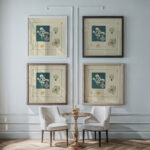 Abstract design based on leaf and feather shapes 1900 George Auriol framed posters mockup